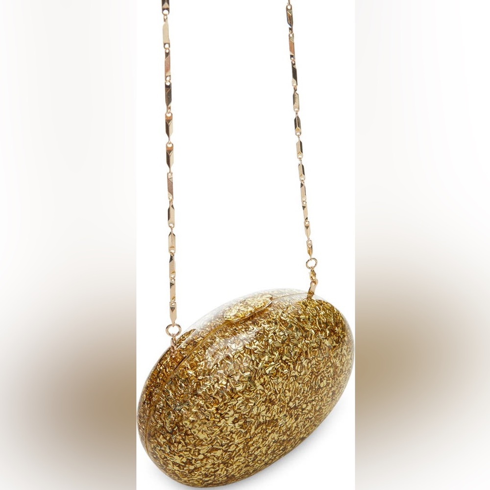 ROUND GOLD GLITTER CLUTCH PURSE - Picture 5 of 13
